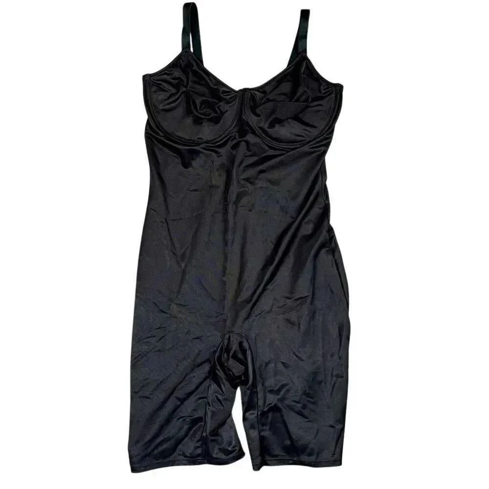 Nip Tuck & Boost Vintage Black Mid-thigh Cupped Bodysuit Shape-wear 42C